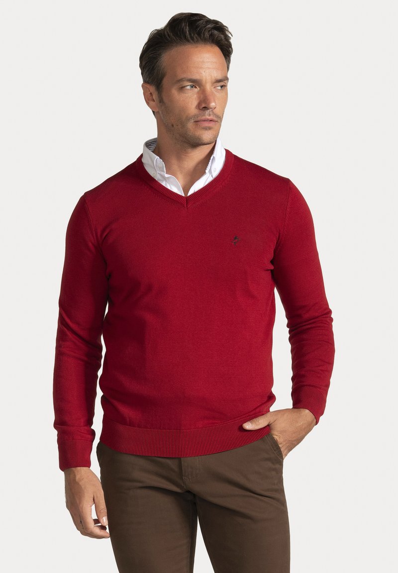5110237 Bordeaux V-Neck Jumper