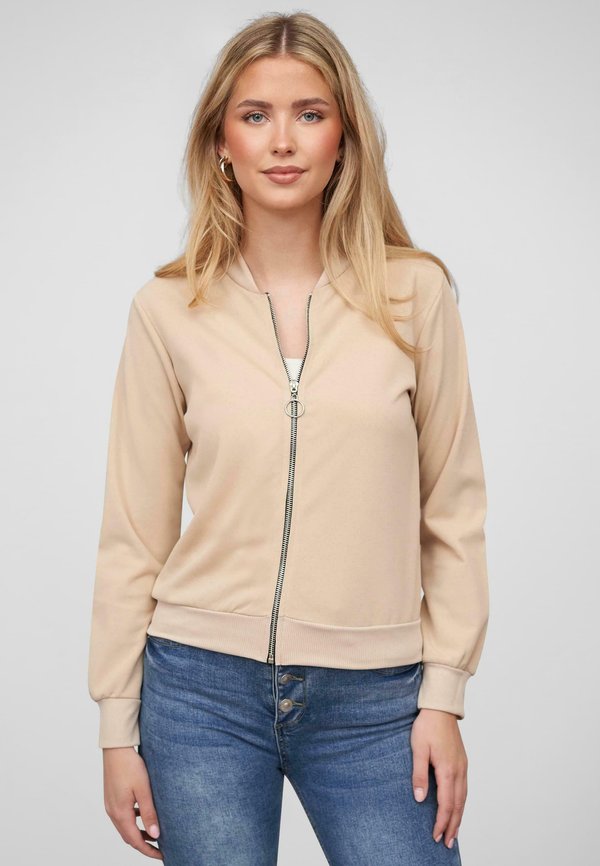 MIT ZIPPER - Sweatjacke - beige