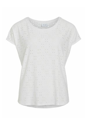 VILA, OBERTEIL MIT KURZEN ÄRMELN VIKAWA RUNDHALS - T-shirts print - snow white