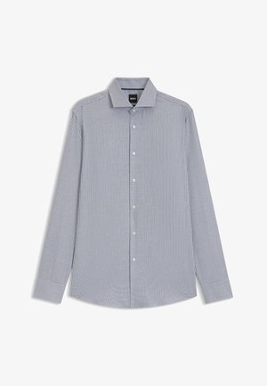 Button-up shirt in blue and white checkered pattern, long sleeves, classic collar, and front button closure. Made of smooth fabric.