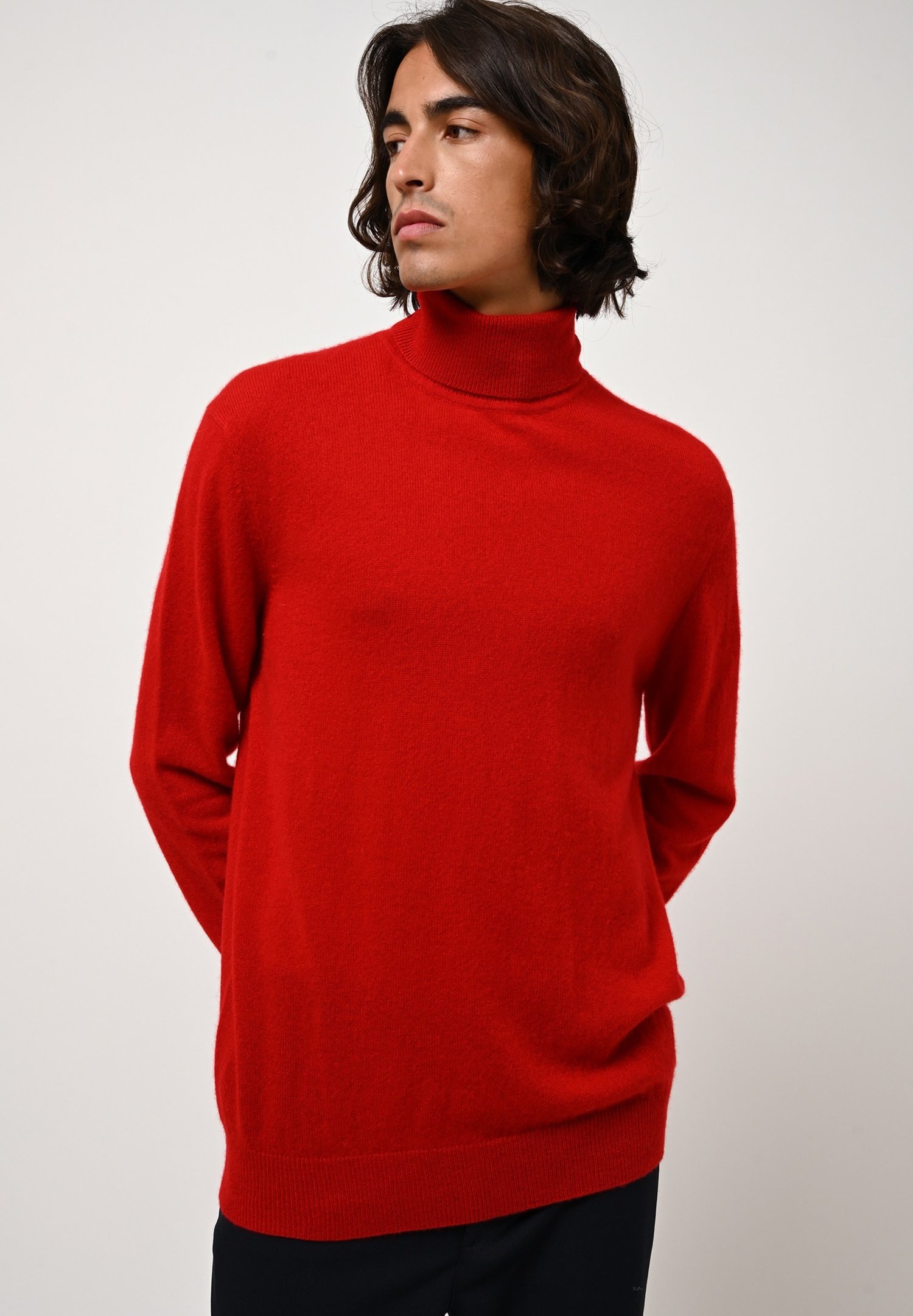 Maglione Dolcevita Rosso Dolcevita Uomo Collo Alto Pullover