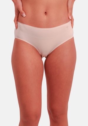 Světlounce růžové bezešvé hipster kalhotky z měkké, elastické látky, s hladkou texturou a minimalistickým designem bez viditelných švů.