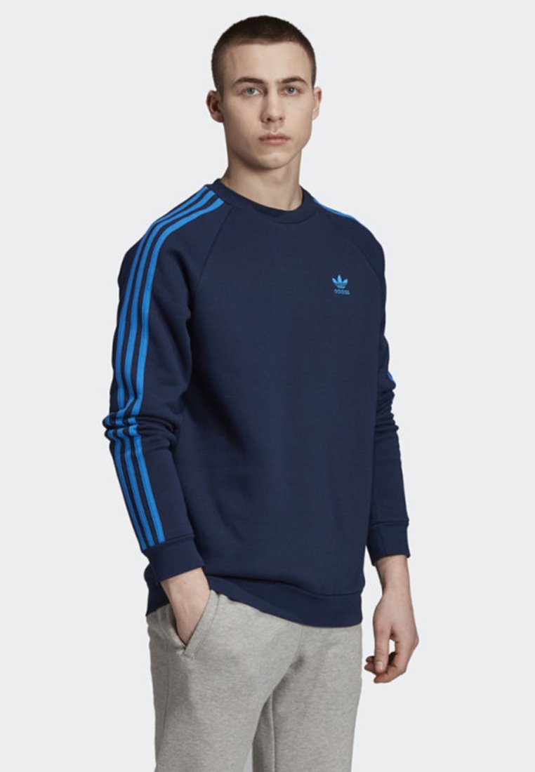 adidas Originals 3-STRIPES CREWNECK SWEATSHIRT - Sweatshirt - blue