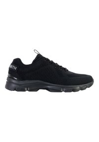 Sneakers atletici neri con una parte superiore in maglia testurizzata, design con lacci e suola imbottita con battistrada decorato per una migliore aderenza.