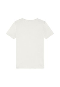 T-shirt de manga corta y cuello redondo en gris claro. Fabricado en una suave mezcla de algodón con una textura lisa y un sutil logo en el borde inferior.