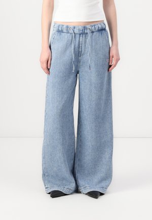 LONG PALAZZO - Wide leg - denim medium