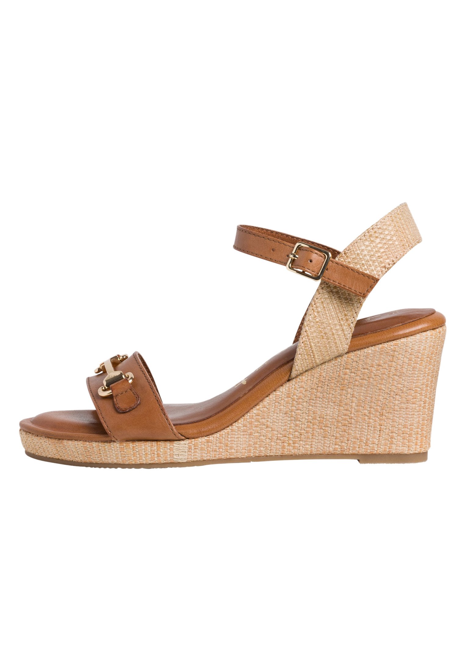 Cognac leren sleehakken met bandjes - Dames | MANFIELD