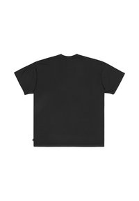Svart bomull T-shirt med korta ärmar, lös passform, rundad halsringning och sömlös konstruktion. Ingen synlig branding eller mönster.