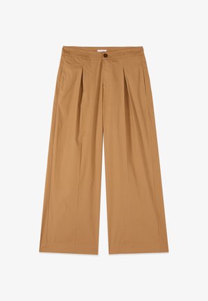 Oltre, PANTALONI PALAZZO IN POPELINE - Pantalones - beige