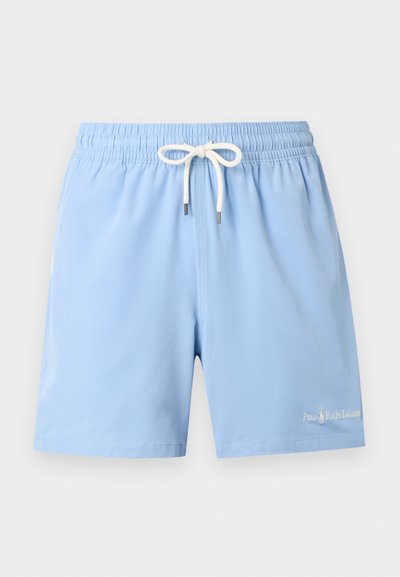 Helerohelised meeste ujumispüksid kummipaela, valge paelaga ja Polo Ralph Laureni logoga vasakul säärel.