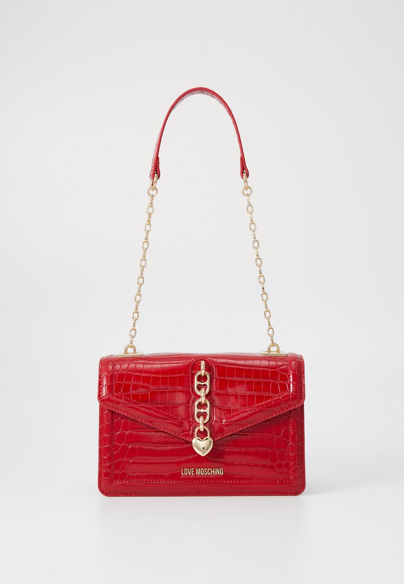Love Moschino CHAIN DETAIL CROCO - Borsa a tracolla - rosso