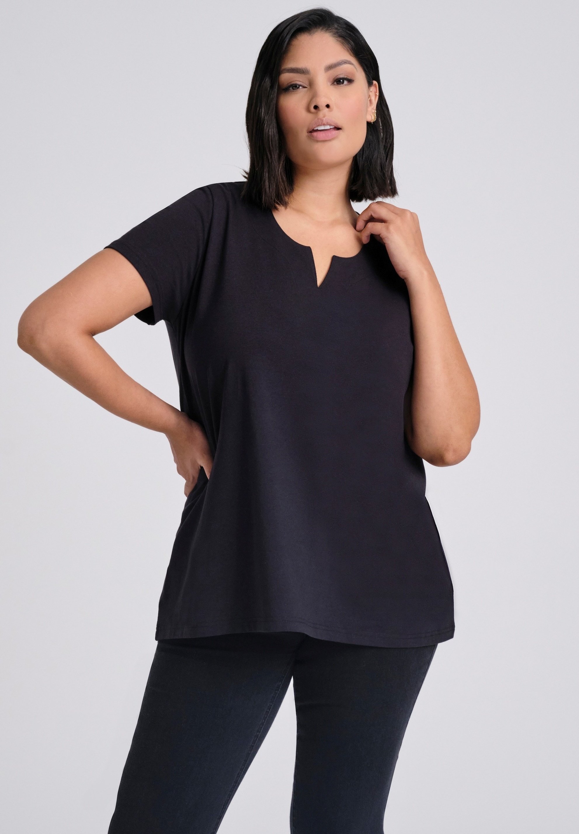 Ulla Popken Damen T-Shirt Mit Spitzeneinsatz Und Rüsche – Lässiges Shirt Mit Femininen Details