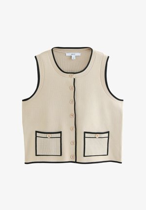 Next, REGULAR FIT - CREW NECK BUTTON FRONT - Waistcoat - neutral stone