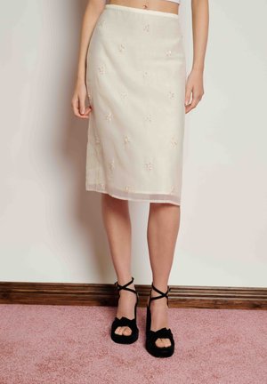 LOLA EMBELLISHED MIDI SKIRT - Pencil φούστα - ivory