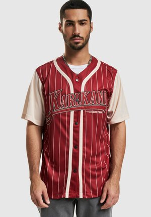 TREING BLOCK PINSTRIPE BASEBALL - Skjorta - darkred cream