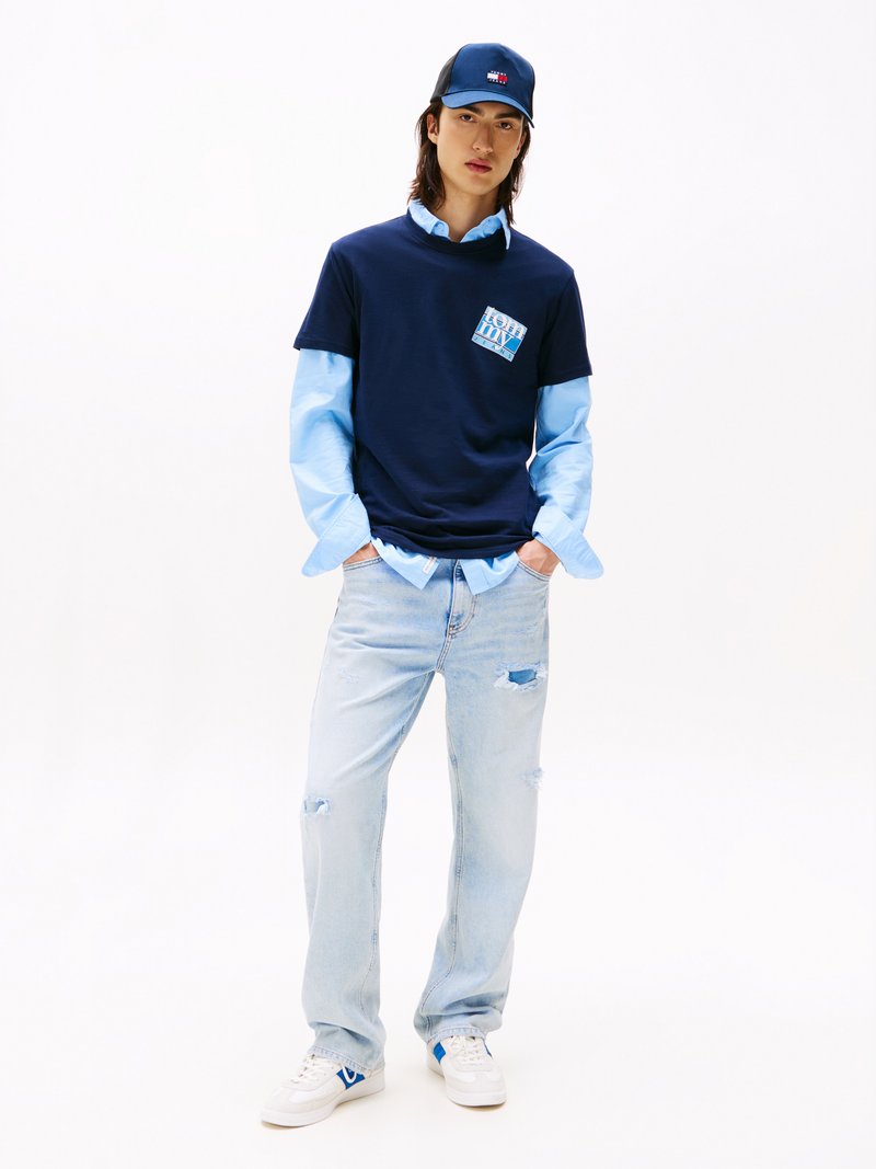 Tommy Jeans FLAG TEE - Triko s potiskem - dark night navy