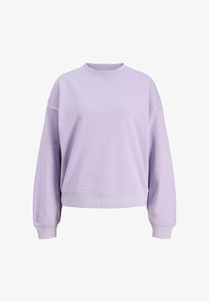 Lila sweatshirt van zachte stof. Heeft een dropped shoulders, een ronde halslijn en ribgebreide manchetten en zoom, met een relaxed fit.