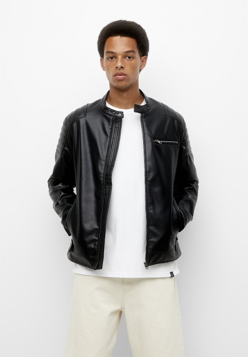 PULL&BEAR BASICBIKER Kunstlederjacke black/schwarz Zalando.at