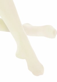 Collant beige chiaro con una superficie liscia e opaca. Presenta una vestibilità aderente e una zona delle dita rinforzata, progettata per comfort e durata.