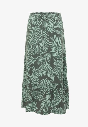 Cecil, MAXI SKIRT WITH BLÄTTERMUSTER - Maxinederdele - khaki