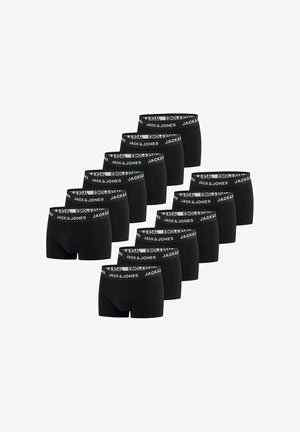 Zwarte boxershorts met een branded elastische tailleband met witte letters. De stof lijkt soepel en rekbaar. Set van twaalf paar.