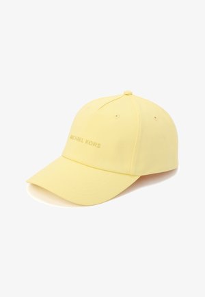 Cappellino da baseball giallo con visiera curva e "MICHAEL KORS" ricamato al centro davanti con filo giallo abbinato.