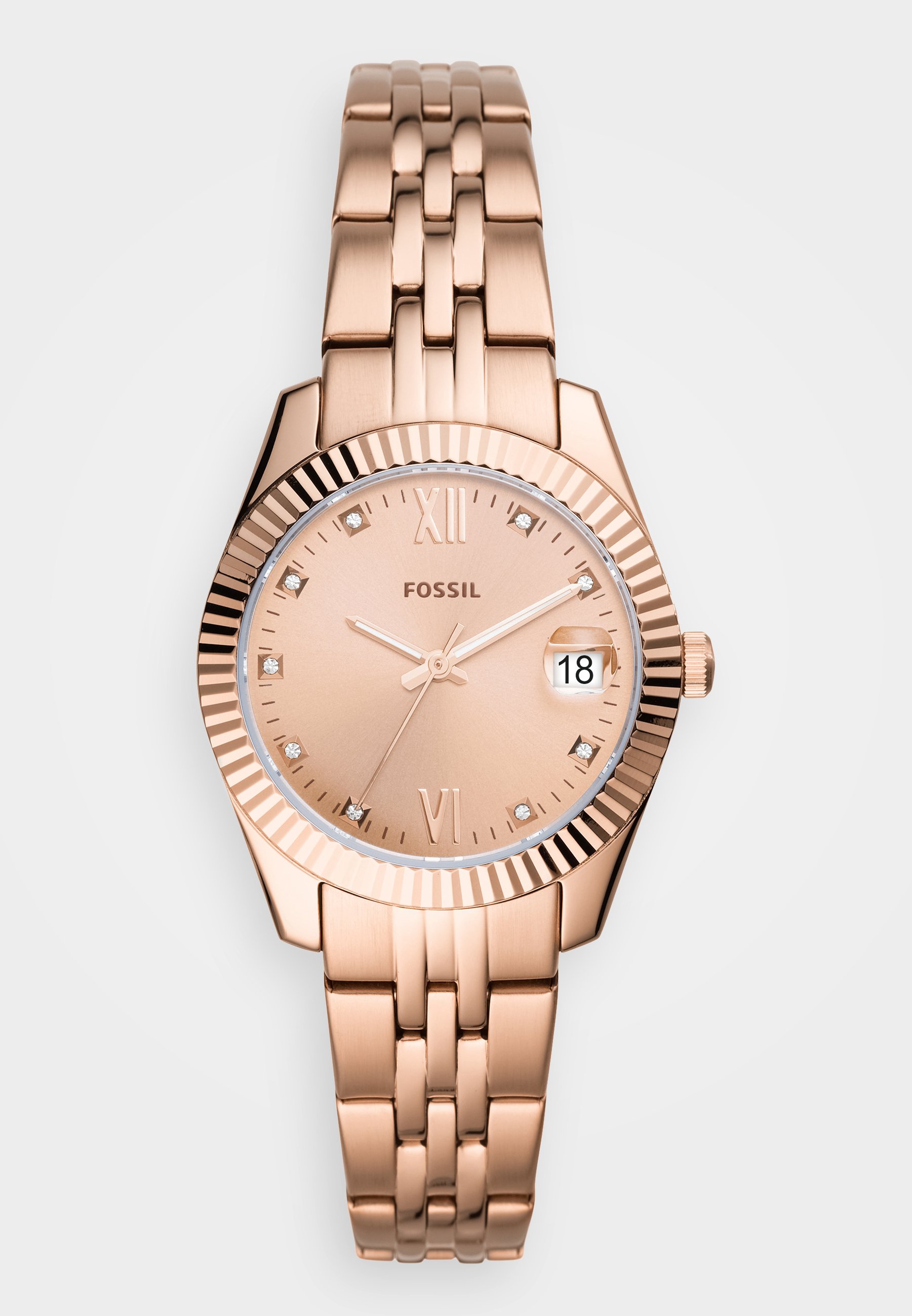 Stainless Steel Fossil Damenuhr Riley Rosegold Fossil Riley Fossil