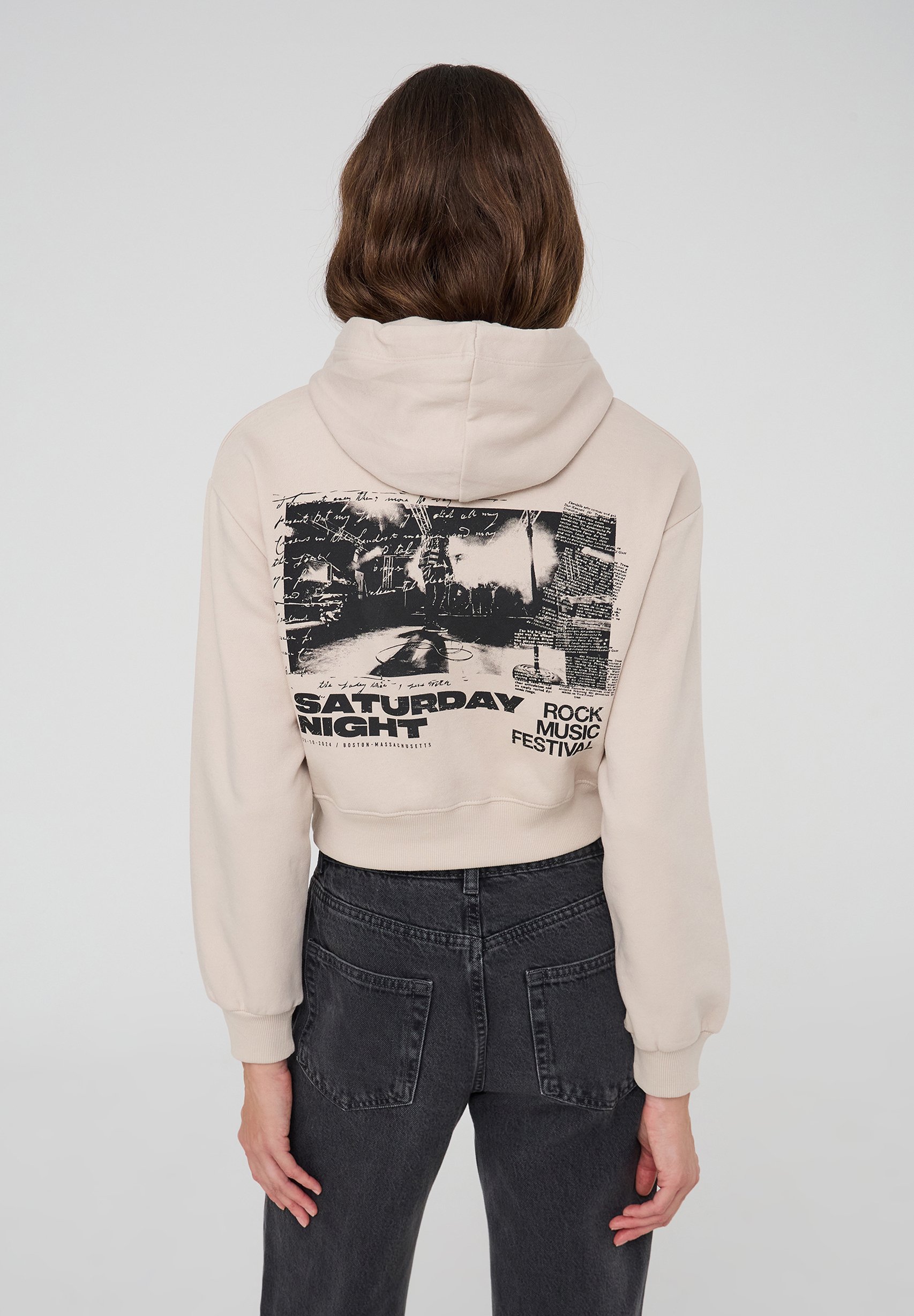 Felpa Donna Felpe Oversize Terranova Cerniera Felpe Grandi Per Ragazze  Terranova CAPP CROP Felpa Con, image size:1706x2456