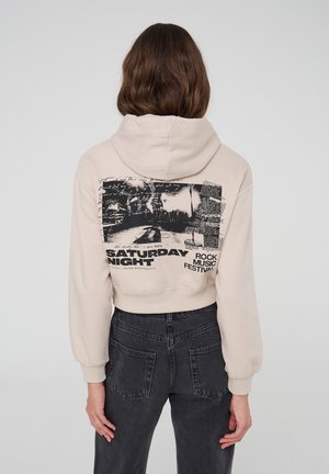 CROP E STAMPA ROCK - Felpa con cappuccio - grigio chiaro