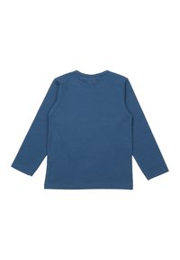 Langarmshirt aus blauer Baumwolle mit Rundhalsausschnitt. Glatte Textur, schlichtes Design, keine sichtbaren Muster oder Akzente.