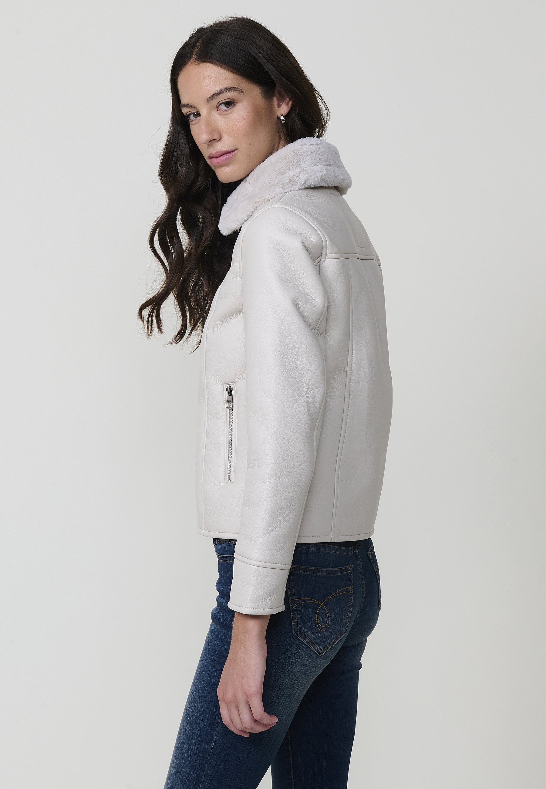 Koroshi DOUBLE-FACE - Faux leather jacket - blanco white/white