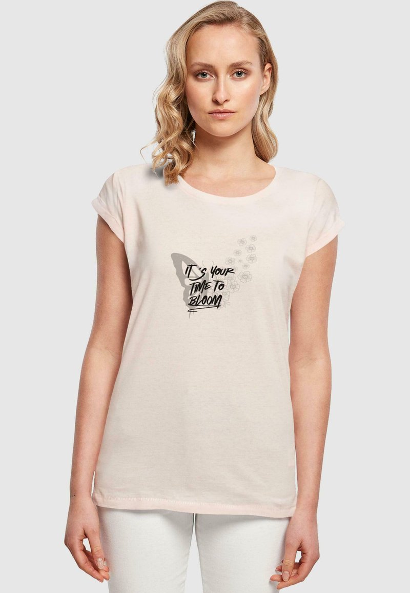 Merchcode IT´S YOUR TIME TO BLOOM EXTENDED SHOULDE - T-shirts med print - pink