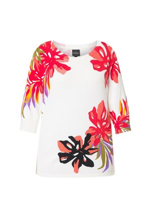 Ulla Popken SEQUINED FLORAL 3/4 SLEEVE - Sweatshirt - vanilla