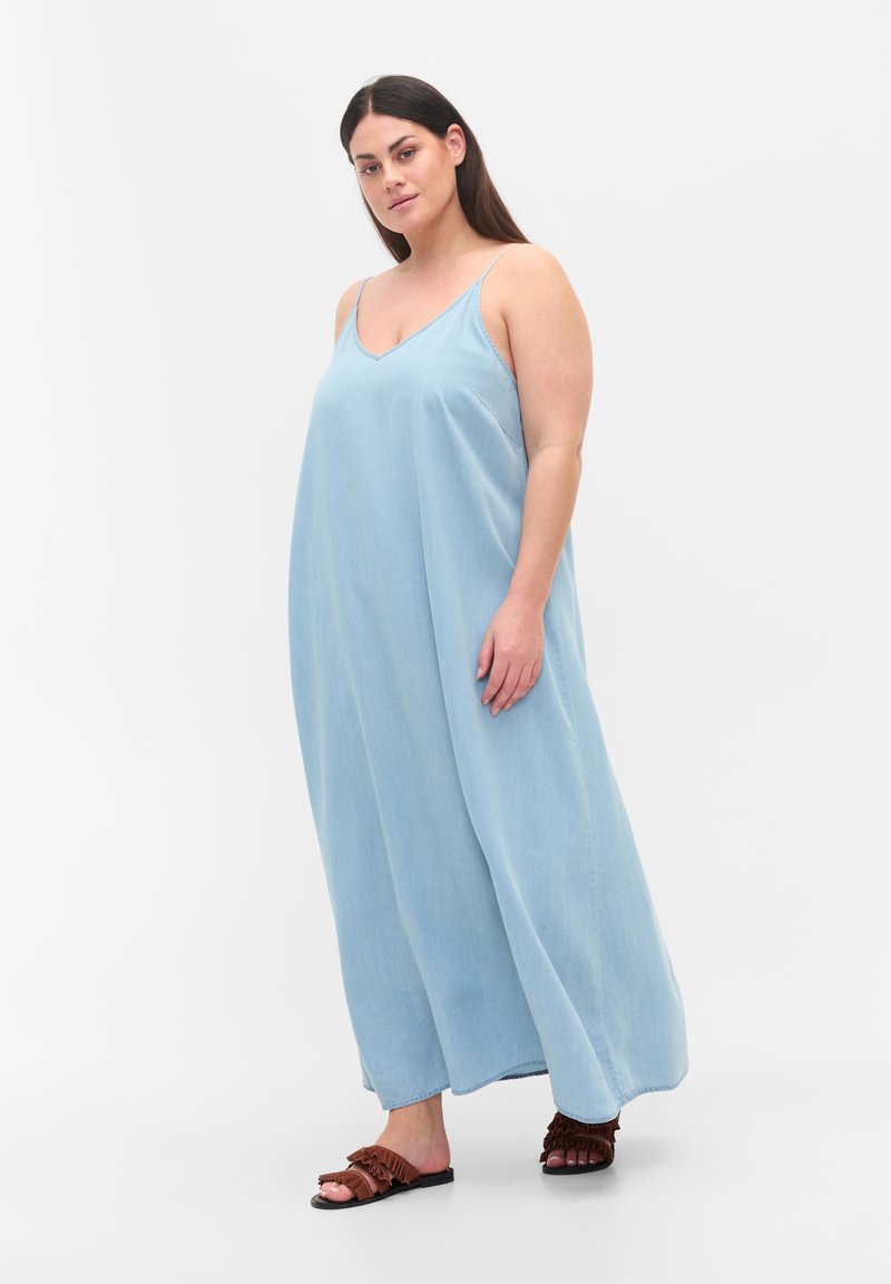Zizzi Maxikjoler light blue denim/lyseblå Zalando.dk