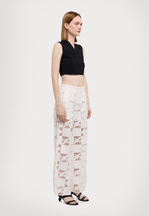 EMBROIDERY PANTS - Housut - white