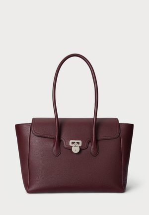 Lauren Ralph Lauren PEBBLED LEATHER LARGE TANNER SATCHEL - Kabelka - dark garnet