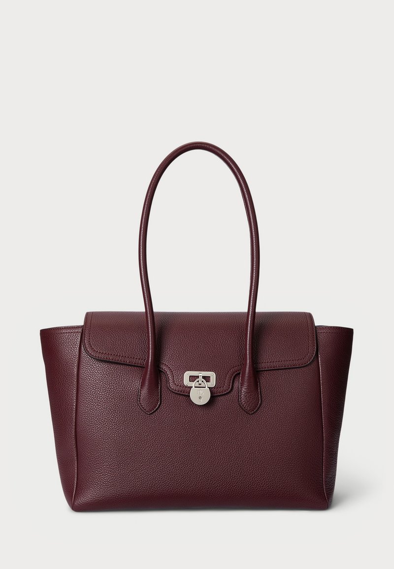 Lauren Ralph Lauren PEBBLED LEATHER LARGE TANNER SATCHEL - Håndtasker - dark garnet