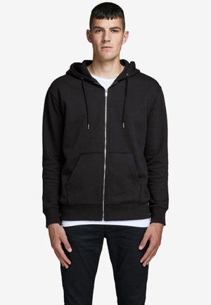 JJESOFT ZIP HOOD - Huvtröja med dragkedja - black