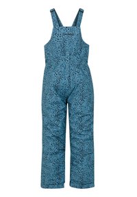 Salopette blu con imbottitura, motivo a pois neri, spalline regolabili, vita elastica e design a gamba dritta.