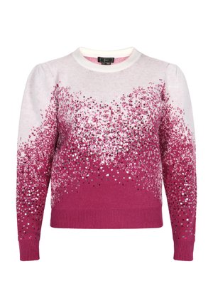Lyserød gradient sweater med glitrende palietter på brystet og ærmerne. Blødt stof, rund hals, ribbede cuffs og kant.
