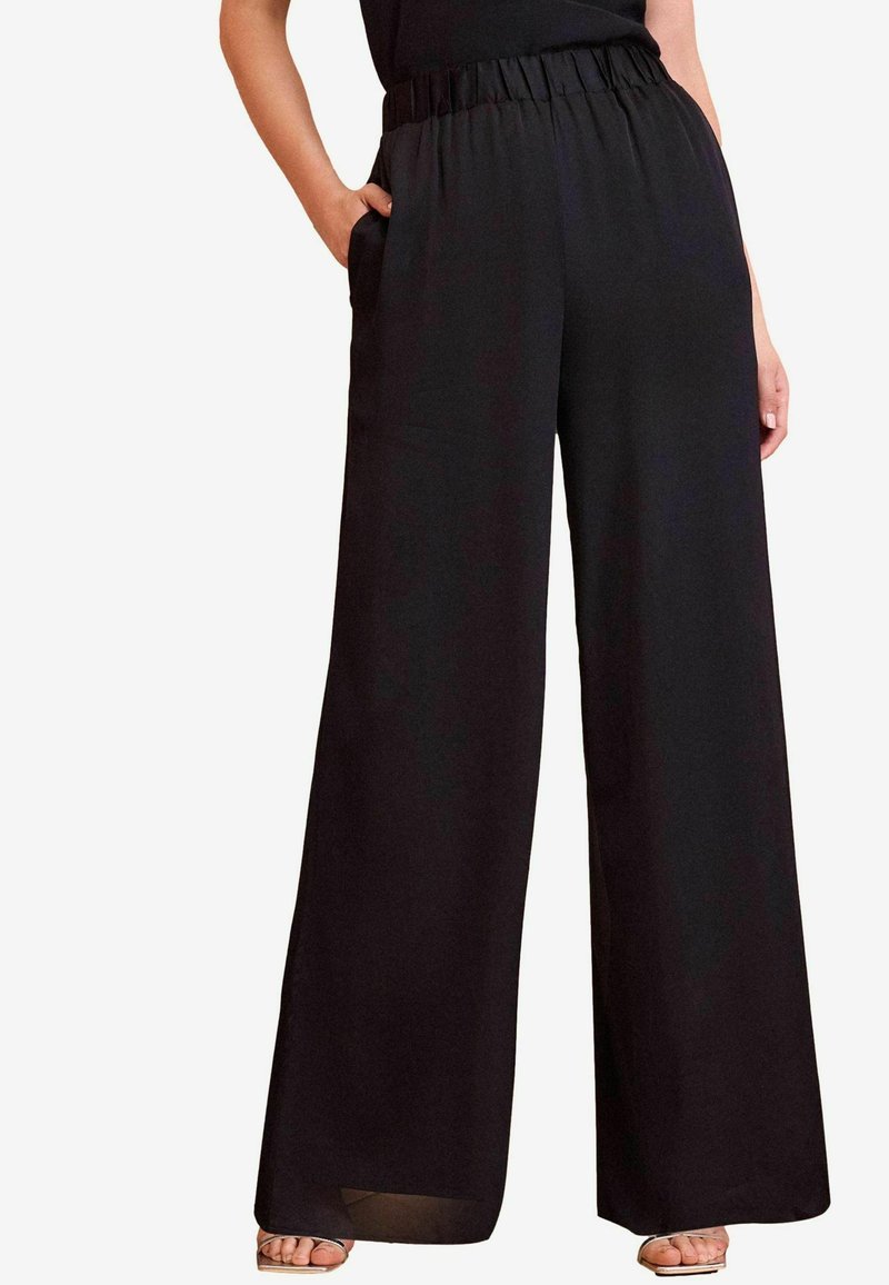 Love & Roses PONTE WIDE LEG TAB DETAIL  PETITE  - Nadrágok - mottled black
