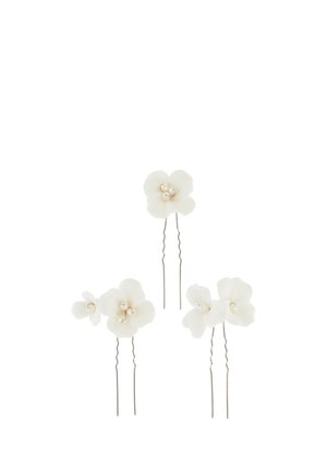 HAIRPINS WITH CERAMIC FLOWERS - Accessori capelli - white  silver