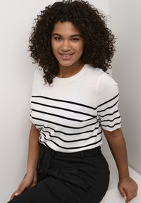 Kaffe Curve MALIA NARROW  - T-shirts print - chalk   black stripe
