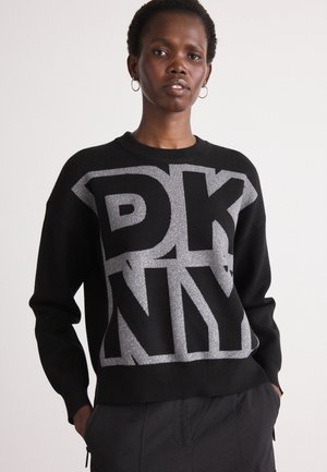 LARGE COLORBLOCK LOGO SWEATER - Stickad tröja - black/graphite heather