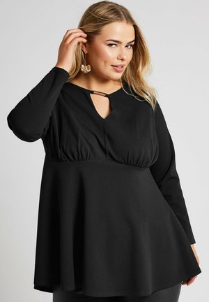 KEYHOLE PEPLUM  - Long sleeved top - black