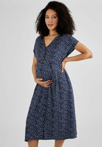 JoJo Maman Bébé - SPOT MATERNITY MIDI - REGULAR FIT - Vestido camisero - navy animal print Imagen en miniatura 1