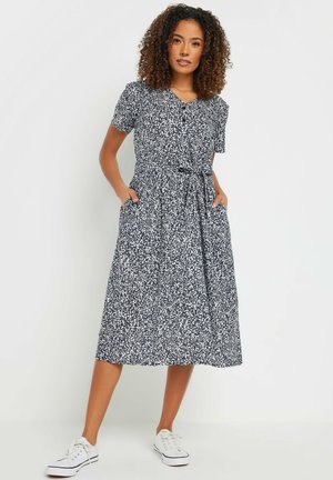 SPOT PRINT BELTED MIDI - Paitamekko - navy