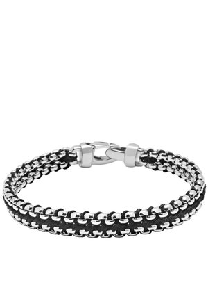 BLACK WOVEN BOX CHAIN BRACELET IN SILVER - Armbånd - silver