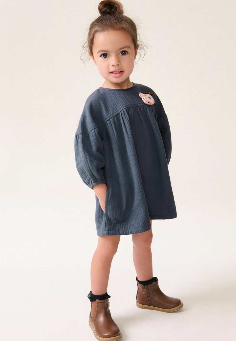 Next TEXTURED-REGULAR FIT - Denní šaty - navy blue bear character
