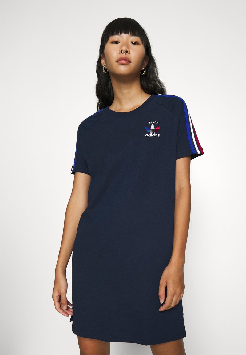adidas Originals STRIPES SPORTS INSPIRED REGULAR DRESS - Obleka iz džersija - collegiate navy